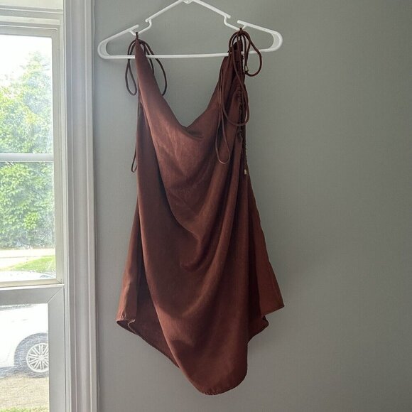 Free People Hattie Silky Tunic Women's Sexy Brown Dress New OB1358877 Medium - Picture 2 of 12